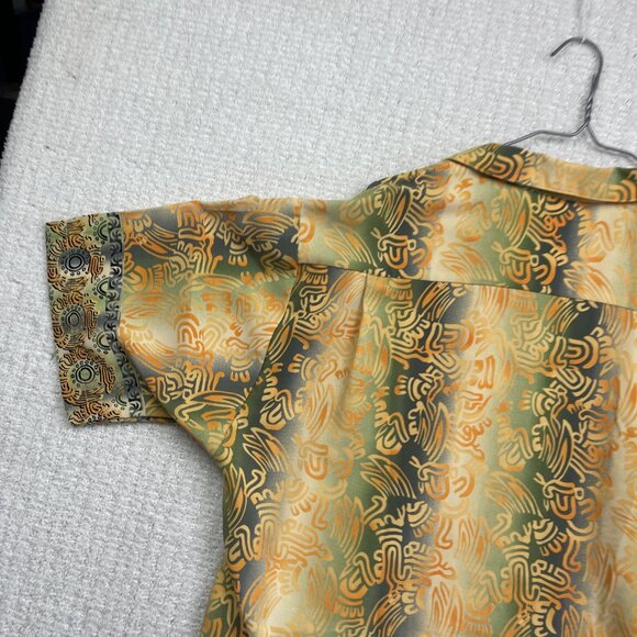 Pineapple Connection Mystic Tribal Shirt Orange Short Sleeve Button Up Sz L - Picture 11 of 14